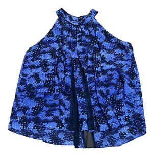 Rebecca Taylor Top Women's Size 4 Blue Pleates Silk Blouse